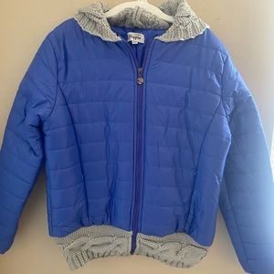 Blue military hippie puffer jacket. Size M/L